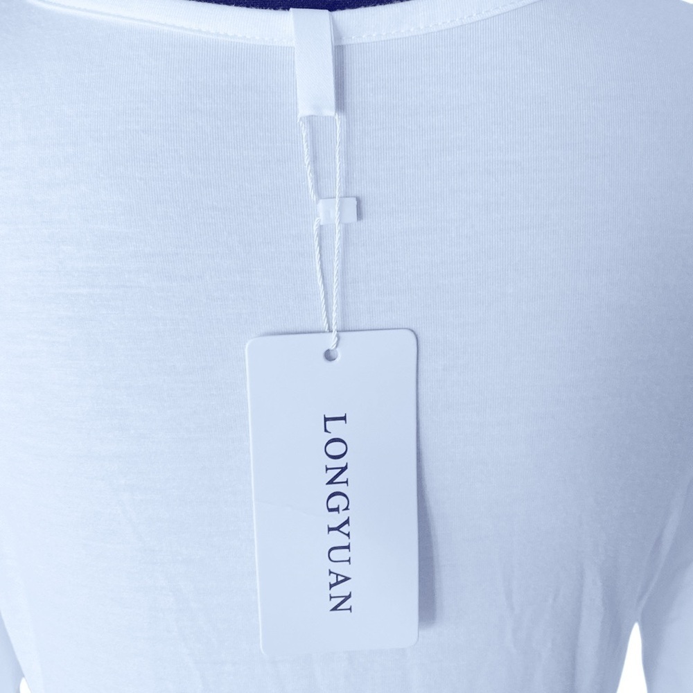 LONGYUAN Knee High White Long Sleeve Dress with pockets - Picture 13 of 14